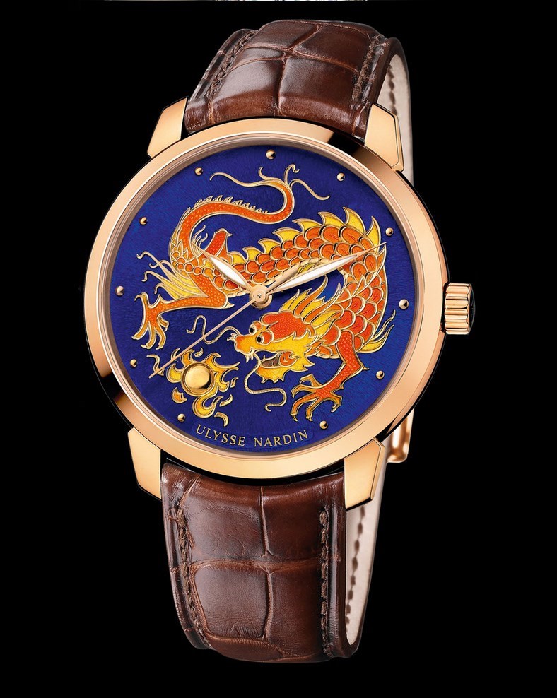 Ulysse Nardin Classico Dragon RG Blue Enamel Leather Strap